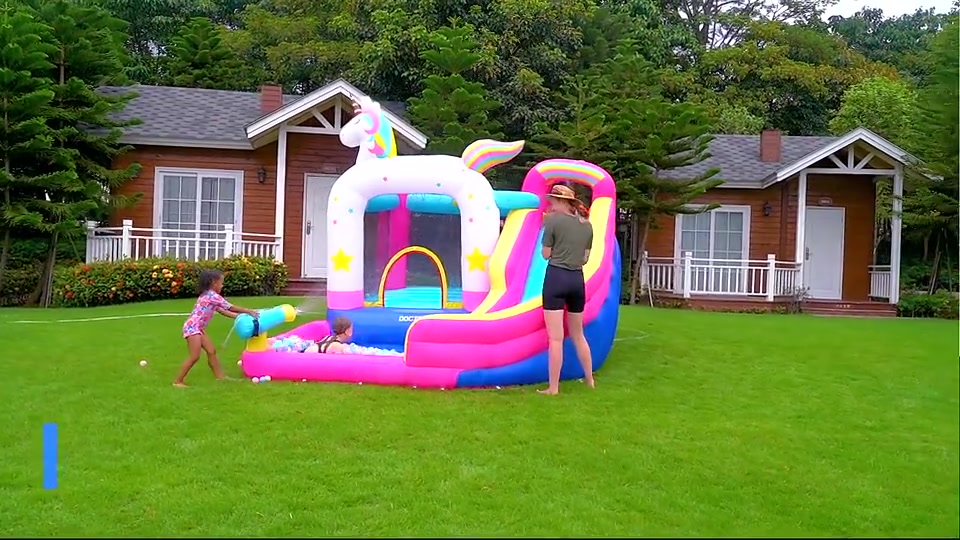 childrens-bouncy-castle-focuses-on-babies-playing-inflatable-jumping-